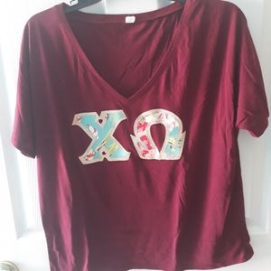 Chi Omega jersey short sleeve v-neck tee
